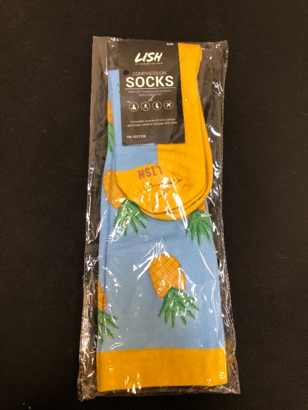 Photo 3 of 10 PACK - Pineapple Print Wide Calf Compression Socks - Graduated 15-25 mmHg Knee High Food Themed Plus Size Support Stockings - LISH SIZE S/M