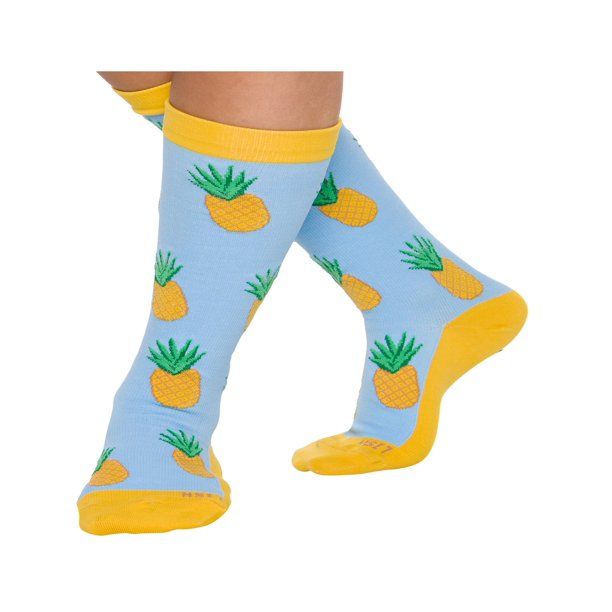Photo 1 of 10 PACK - Pineapple Print Wide Calf Compression Socks - Graduated 15-25 mmHg Knee High Food Themed Plus Size Support Stockings - LISH SIZE S/M