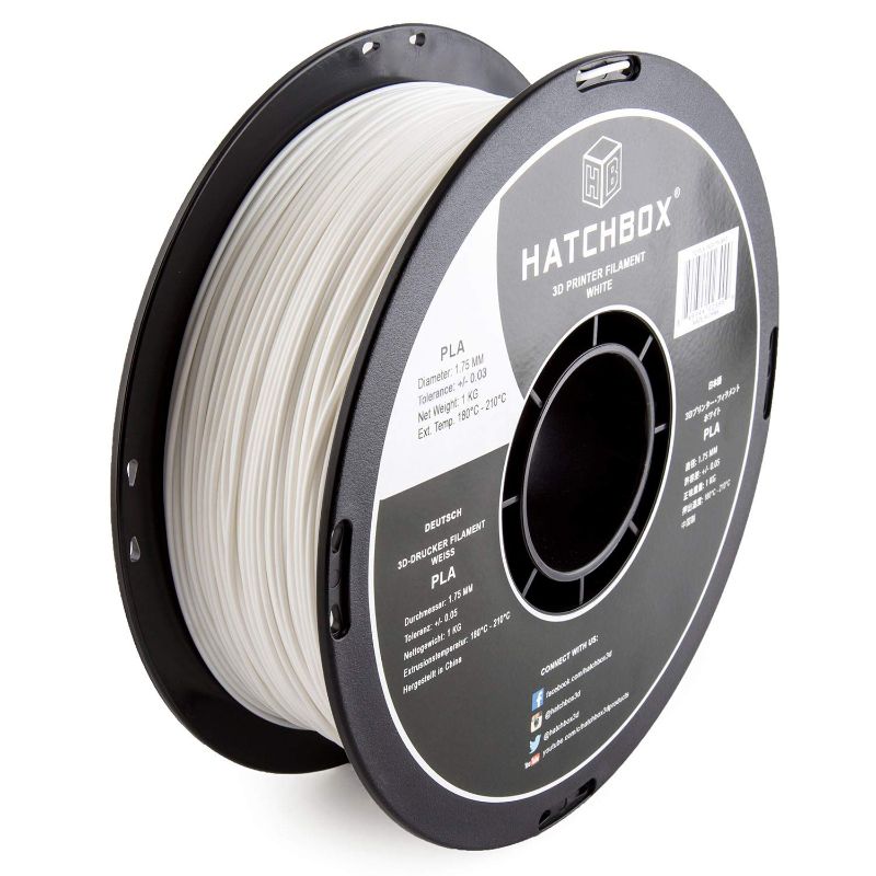 Photo 1 of HATCHBOX PLA 3D Printer Filament, Dimensional Accuracy +/- 0.03 mm, 1 kg Spool, 1.75 mm, White