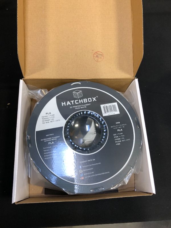 Photo 2 of HATCHBOX PLA 3D Printer Filament, Dimensional Accuracy +/- 0.03 mm, 1 kg Spool, 1.75 mm, White