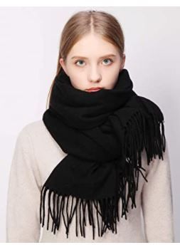 Photo 1 of 100% Wool Scarf - BLACK 