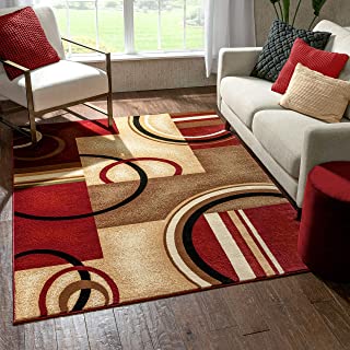 Photo 1 of Well Woven Barclay Arcs & Shapes Red Modern Geometric Area Rug 3'11'' X 5'3''