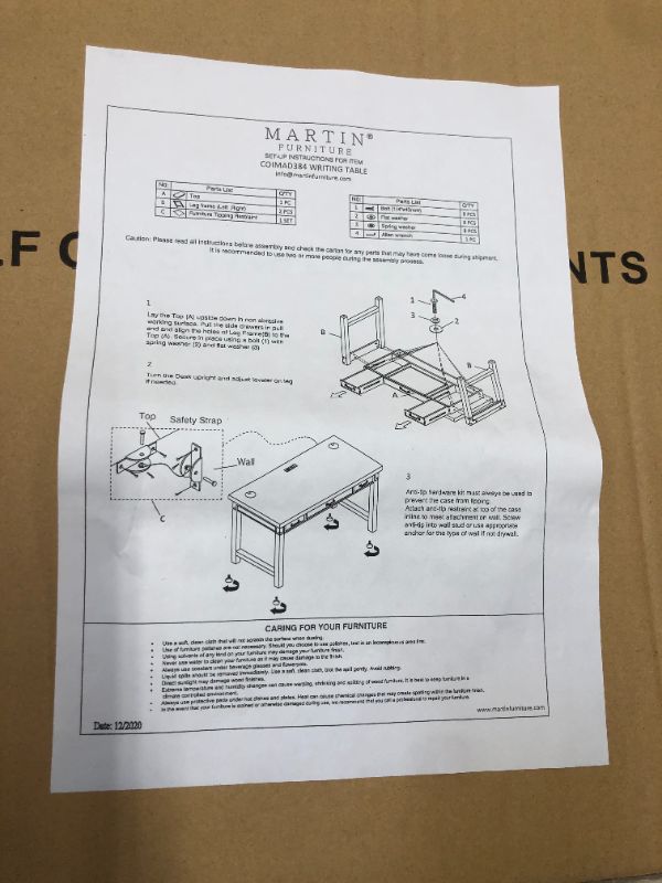 Photo 1 of Martin Furniture Writing Desk
