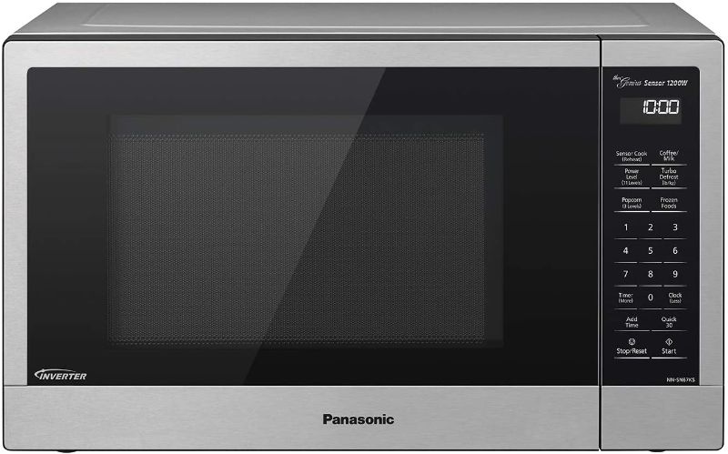 Photo 1 of Panasonic Compact Microwave Oven with 1200 Watts of Cooking Power, Sensor Cooking, Popcorn Button, Quick 30sec and Turbo Defrost - NN-SN67KS - 1.2 Cubic Foot (Stainless Steel / Silver)
