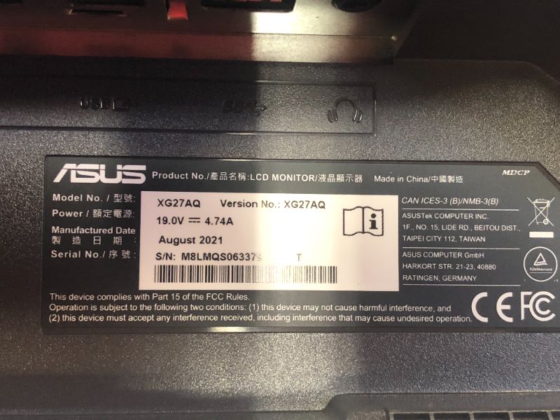 Photo 5 of ASUS ROG Strix 27” 1440P HDR Gaming Monitor (XG27AQ) - QHD (2560 x 1440), Fast IPS, 170Hz, 1ms, G-SYNC Compatible, Extreme Low Motion Blur Sync, Eye Care, HDMI DisplayPort USB 3.0 Hub, DisplayHDR 400
