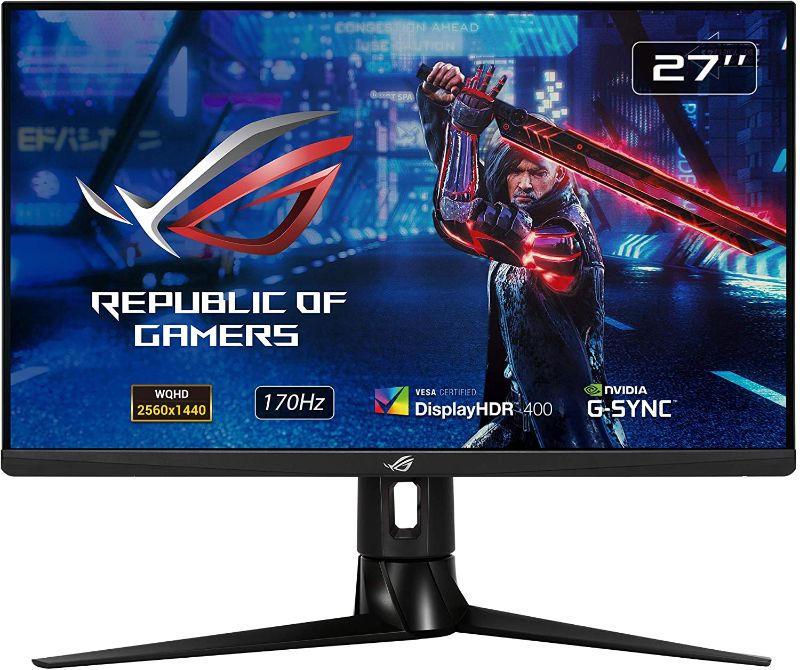 Photo 1 of ASUS ROG Strix 27” 1440P HDR Gaming Monitor (XG27AQ) - QHD (2560 x 1440), Fast IPS, 170Hz, 1ms, G-SYNC Compatible, Extreme Low Motion Blur Sync, Eye Care, HDMI DisplayPort USB 3.0 Hub, DisplayHDR 400
