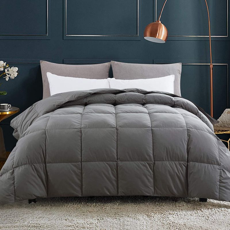 Photo 1 of Comforter Full, Grey All Season Comforter, Cotton Cover 95% Feathers 5% Down, 82×86 Inch
