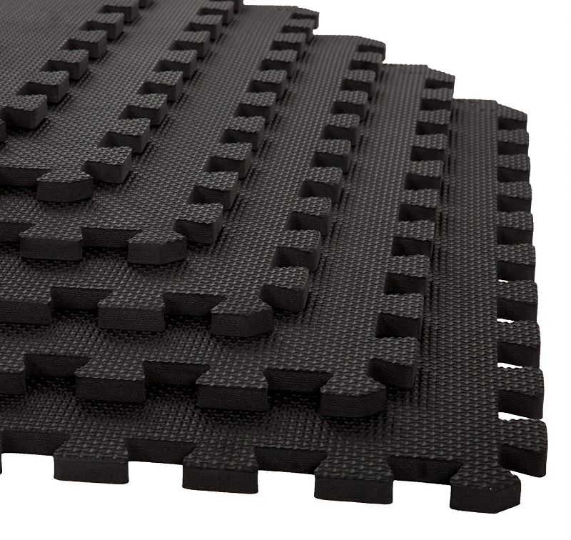 Photo 1 of Foam Mat Floor Tiles, Interlocking EVA Foam Padding by Stalwart – Soft Flooring for Exercising, Yoga, Camping, Kids, Babies, Playroom – 6 Pack, 24" X 24" X 0.5", Black, Model:75-ST6001
