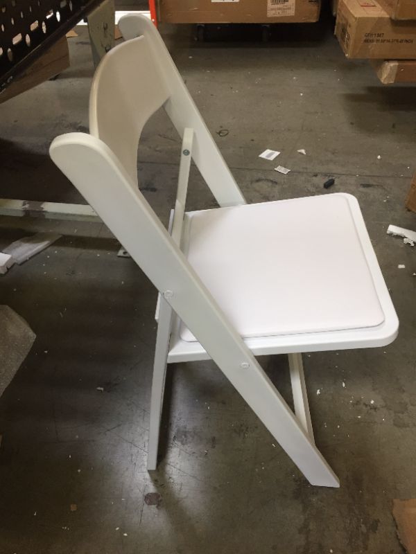 Photo 2 of Flash Furniture HERCULES Series White Wood Folding Chair with Vinyl Padded Seat
