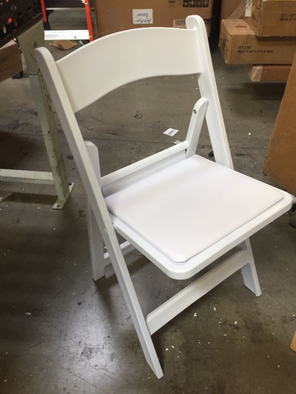 Photo 3 of Flash Furniture HERCULES Series White Wood Folding Chair with Vinyl Padded Seat
