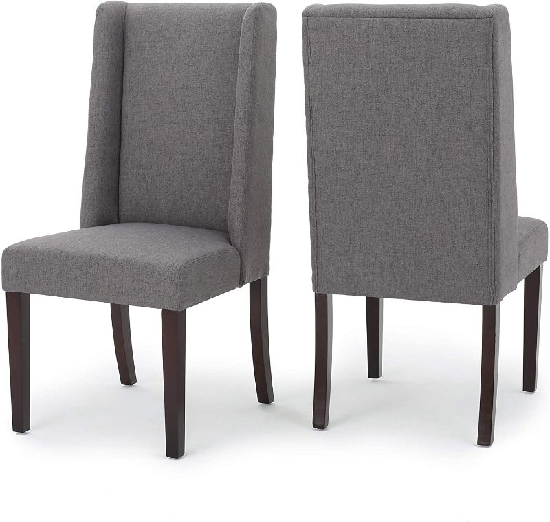 Photo 1 of Christopher Knight Home Rory Fabric Dining Chairs, 2-Pcs Set, Dark Grey
