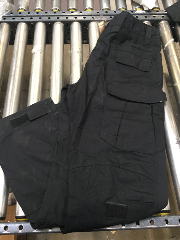 Photo 2 of MENS BLACK TACTICAL CARGO PANTS WITH KNEE PAD INSERTS SIZE 38