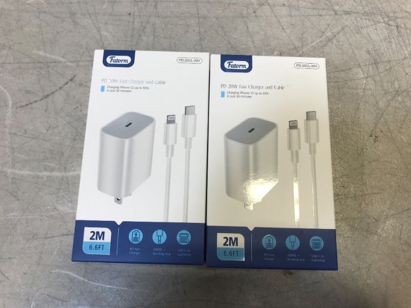 Photo 2 of ?MFi Certified? iPhone Fast Charger 20W PD Wall Charger with 6.6FT USB C to Lightning Cable Fast Charging Adapter for iPhone 13/13 Pro/13 Pro Max/12/12 Pro/12 Pro Max/11/11Pro/XS/XR 2 Pack