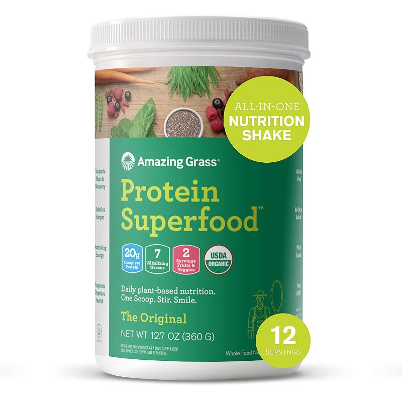 Photo 1 of Amazing Grass Protein Superfood: Vegan Protein Powder, All in One Nutrition Shake, Unflavored, 12 Servings (Old Version)
