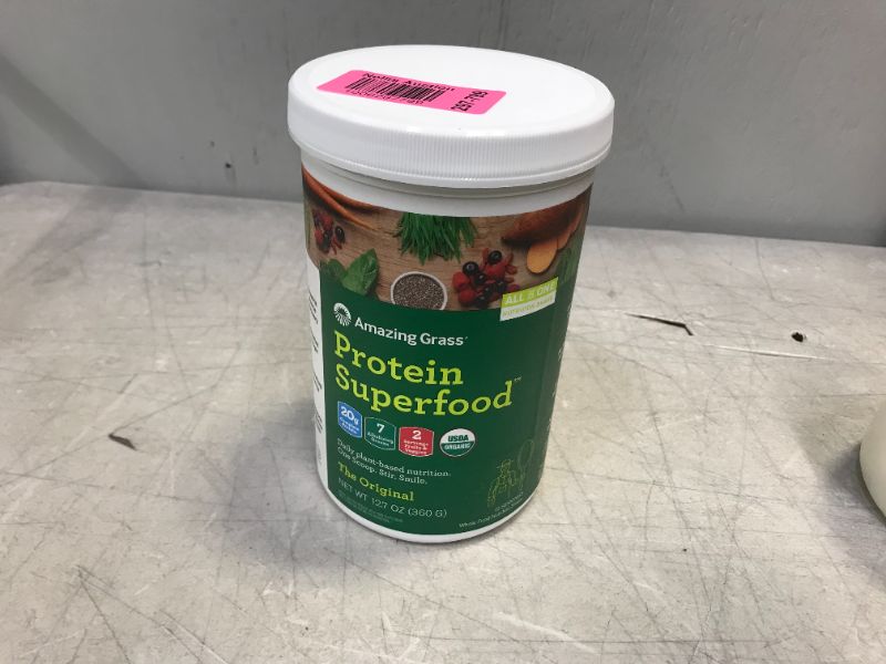 Photo 2 of Amazing Grass Protein Superfood: Vegan Protein Powder, All in One Nutrition Shake, Unflavored, 12 Servings (Old Version)
