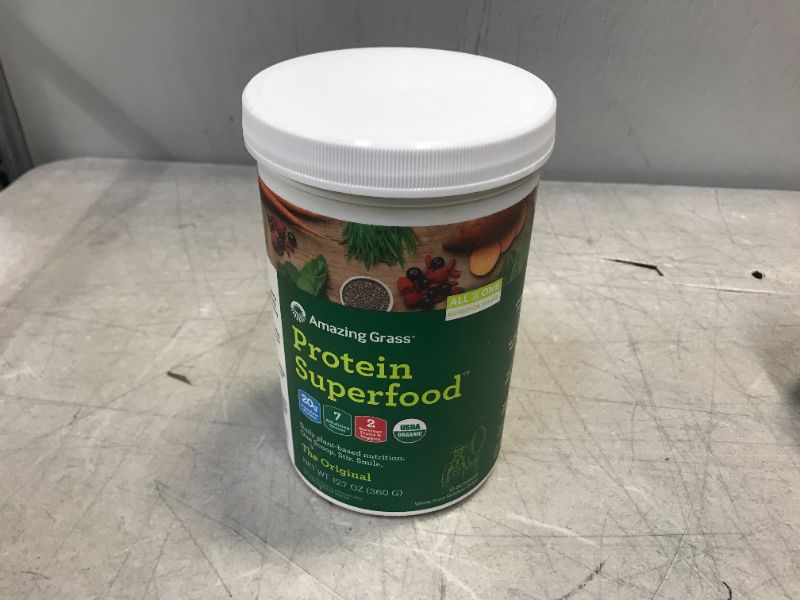 Photo 2 of Amazing Grass Protein Superfood: Vegan Protein Powder, All in One Nutrition Shake, Unflavored, 12 Servings (Old Version)
