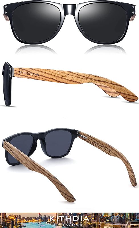 Photo 1 of KITHDIA Wooden Sunglasses Polarized for Men Women UV Protection Wood Bamboo Shades C8001
