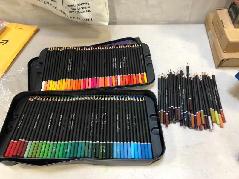 Photo 1 of 160 Professional Colored Pencils, Artist Pencils Set for Coloring Books, Premium Artist Soft Series Lead with Vibrant Colors for Sketching, Shading & Coloring in Tin Box
