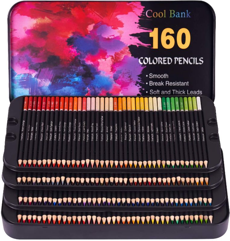 Photo 1 of 160 Professional Colored Pencils, Artist Pencils Set for Coloring Books, Premium Artist Soft Series Lead with Vibrant Colors for Sketching, Shading & Coloring in Tin Box