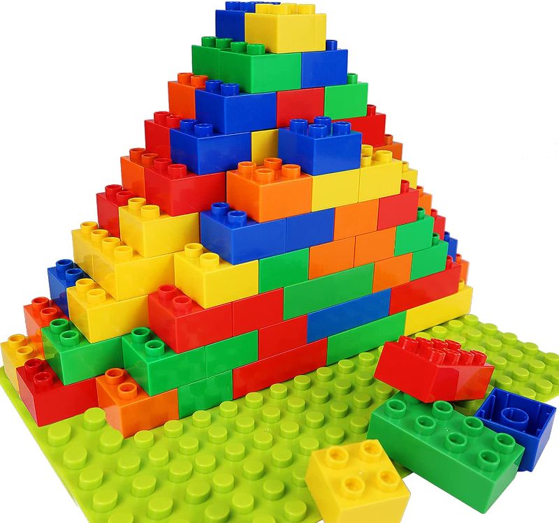 Photo 1 of Building Blocks for Kids Toddlers Including a Baseplate, 101-piece Large Classic Building Bricks Set for Kids of All Ages, Basic STEM Toys Gift, Compatible with All Major Brands