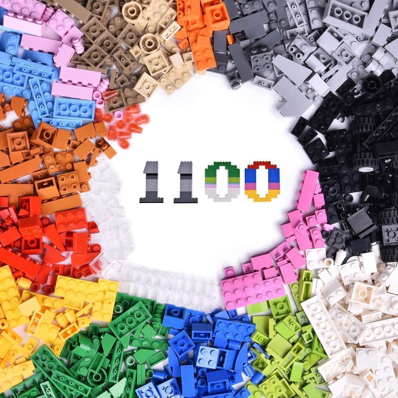 Photo 1 of FUN LITTLE TOYS 1100 PCs Building Bricks in 17 Popular Colors and 147 Mixed Shapes, Classic Creative Building Blocks Compatible with All Major Brands, Bulk Basic Bricks Toys, Birthday Gift for Kids