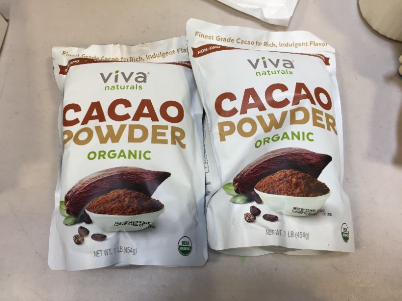 Photo 2 of 2 pack - Viva Naturals #1 Best Selling Certified Organic Cacao Powder from Superior Criollo Beans, 1 LB Bag