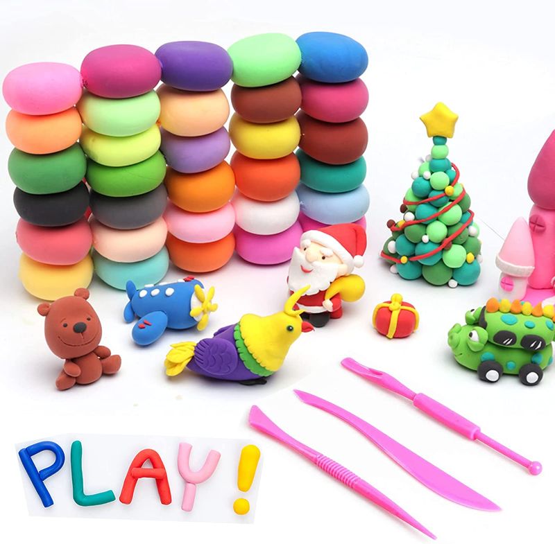 Photo 1 of Air Dry Clay, 24 Colors Modeling Clay Set with Sculpting Tools, Foam Clay DIY Toy Kits, Gifts for Kids( Over 3 Years) Early Education Toys, Non-Toxic Ultra Light Soft Crafting Clay for Slime