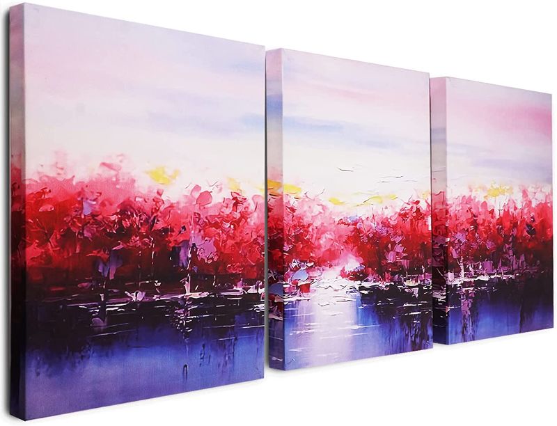 Photo 1 of 3 Piece Abstract Canvas Wall Art for Living Room& Bedroom ,Impressionist Painting, ready to hang pictures 12"x16"x3 Panels, Modern Home &office Decoration
