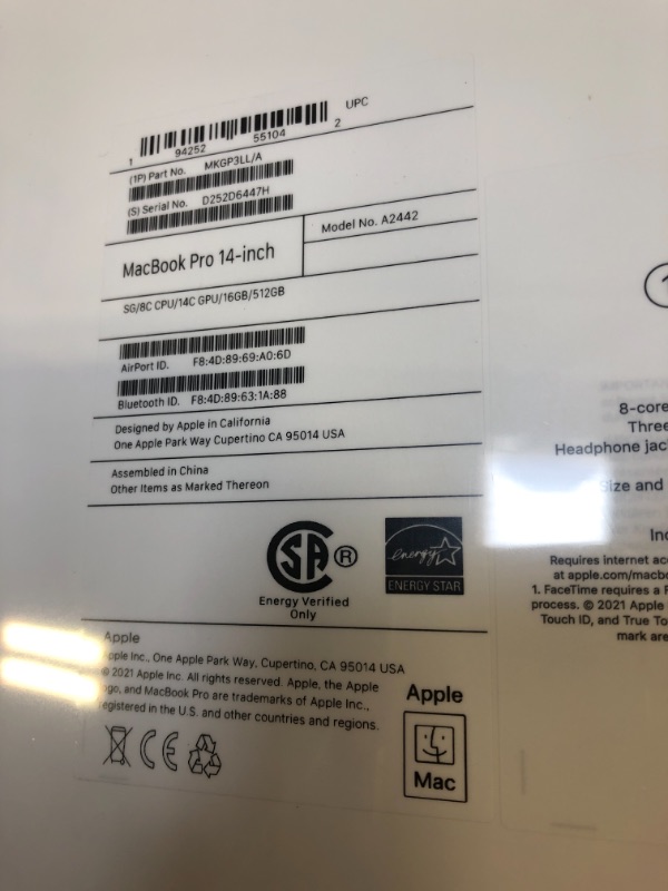 Photo 1 of 2021 Apple MacBook Pro (14-inch, Apple M1 Pro chip with 8?core CPU and 14?core GPU, 16GB RAM, 512GB SSD) - Space Gray
