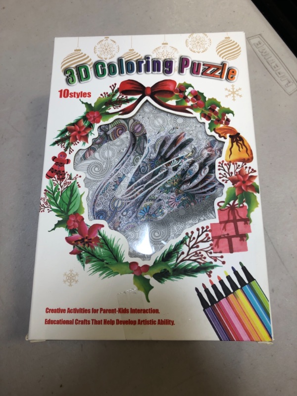 Photo 2 of 3D Coloring Puzzle Set,10 Pack Puzzles with 48 Pen Markers, Art Coloring Painting 3D Puzzle for Kids Age 7 8 9 10 11 12. Fun Creative DIY Toys Gift for Girls and Boy
