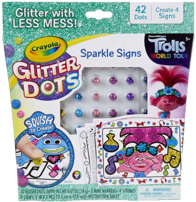 Photo 1 of Crayola Trolls World Tour Sparkle Signs, Trolls 2, Glitter Art Activity, Gift for Kids, Ages 5, 6, 7, 8, Multicolor
