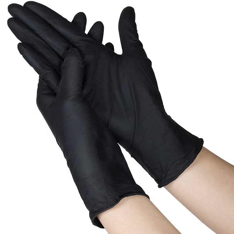 Photo 1 of 100 Pcs Disposable Gloves Medium, Black Gloves
