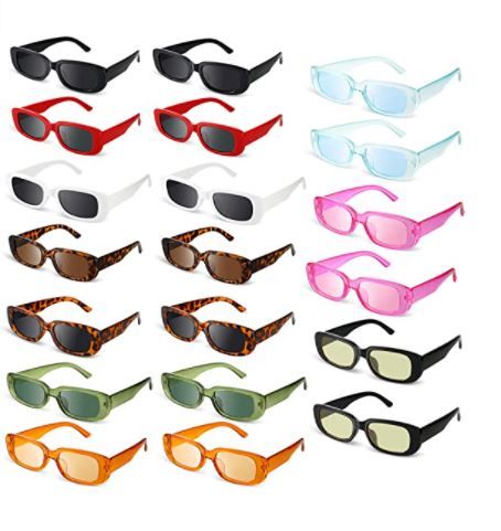 Photo 1 of 20 Pairs Small Rectangle Sunglasses Retro Driving Glasses 90's Vintage Narrow Square Sunglasses Unisex Frame Glasses for Women Men Teens
