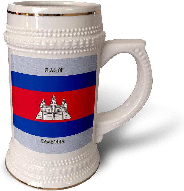 Photo 1 of 3dRose Flag of Cambodia - Stein Mug, 18oz , 22oz, White
