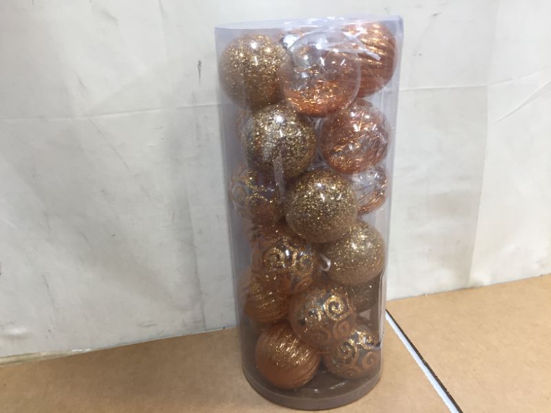 Photo 2 of 24ct Christmas Ball Ornaments Shatterproof Large Clear Plastic Hanging Ball Decorative with Stuffed Delicate Decorations (70mm/2.76" Champagne)
