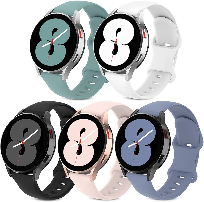 Photo 1 of 2 PACK - EOMTAM 5 Pack Silicone Bands Compatible for Samsung Galaxy Watch 4 Bands 44mm 40mm/ 4 Classic Bands 46mm 42mm/ Watch 3 41mm /Active 2 44mm 40mm, 20mm Soft Replacement Straps for Women Men(color4)