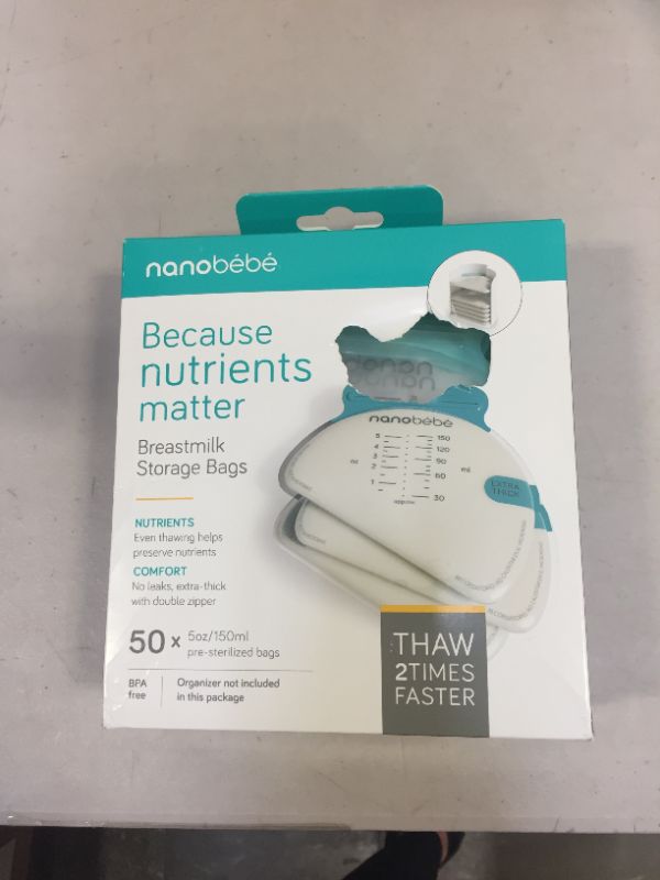 Photo 2 of Nanobébé 50 Breastmilk Storage Bags - Cools & Thaws Evenly 2X Faster, to Protect nutrients Refill Pack, Breastfeeding Supplies, Save Space & Track Pumping – Breastmilk Bags for Freezer or Fridge