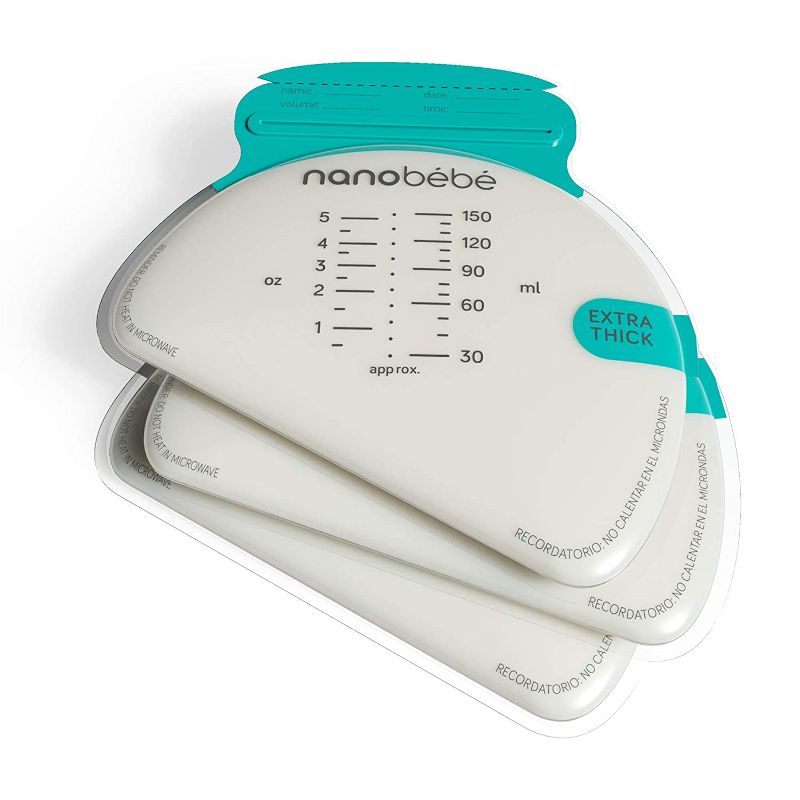 Photo 1 of Nanobébé 50 Breastmilk Storage Bags - Cools & Thaws Evenly 2X Faster, to Protect nutrients Refill Pack, Breastfeeding Supplies, Save Space & Track Pumping – Breastmilk Bags for Freezer or Fridge