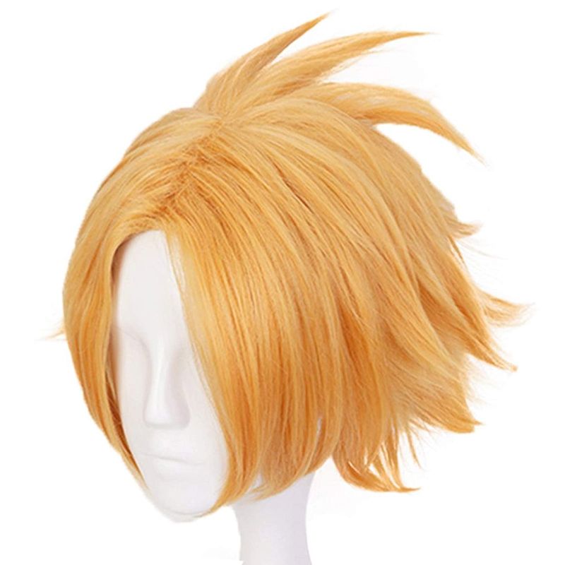 Photo 1 of JoneTing Golden Yellow Wig Short Wavy Wigs for Men Synthetic Wigs for Hero Cosplay Wig