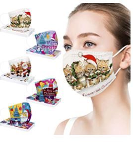 Photo 1 of 3 pack - 50Pcs Christmas face_Mask Disposable for Adult/Kid - 3 Ply Breathable Holiday Christmas FaceMask for Face Protection