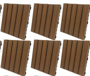 Photo 1 of 12" x 12" Plastic Interlocking Deck Tile in Dark Brown (Set of 6)