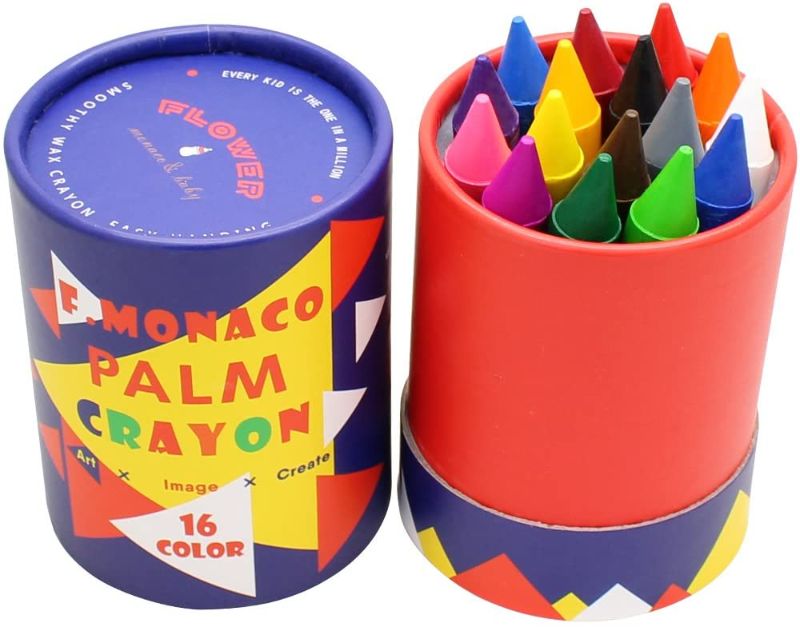 Photo 1 of Jumbo Crayons for Toddlers, 16 Colors Non Toxic Crayons, Easy to Hold Large Crayons for Kids, Safe for Babies and Children Flower Monaco - 4 pack
