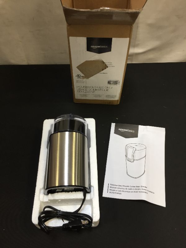 Photo 2 of Amazon Basics Stainless Steel Electric Coffee Bean Grinder