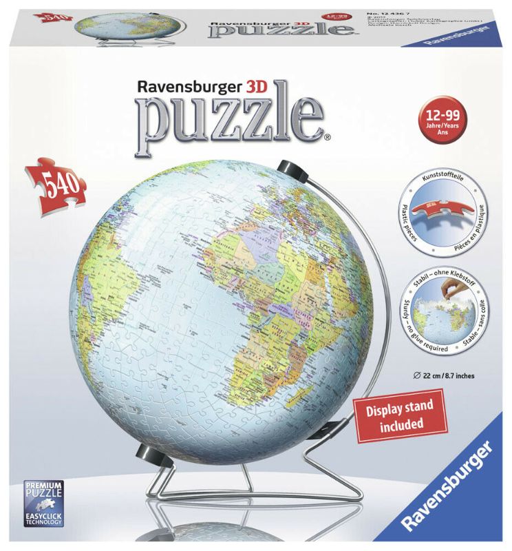 Photo 1 of 12436 Ravensburger The World on V-Stand 3D Puzzle 540pc Jigsaw Children 12+
