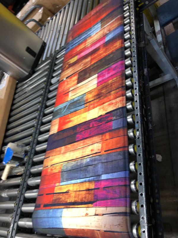 Photo 1 of 2X6FT COLORFUL WOOD PATTERN RUNNER.