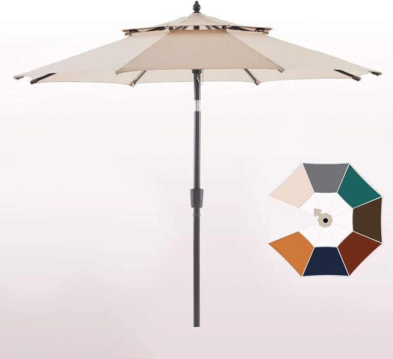 Photo 1 of wikiwiki Olefin 9 FT 2 Tier Market Umbrella Patio Outdoor Table