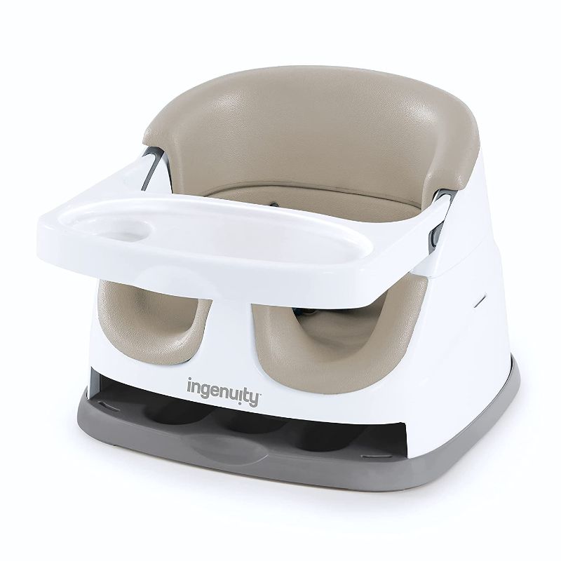 Photo 1 of Ingenuity Baby Base 2-in-1 Booster Feeding & Floor Seat with Self-Storing Tray, Cashmere
