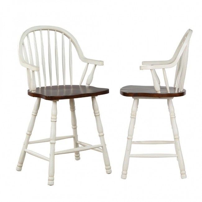 Photo 1 of Andrews 24 Inch Counter Height Windsor Arm Stool Set of 2
