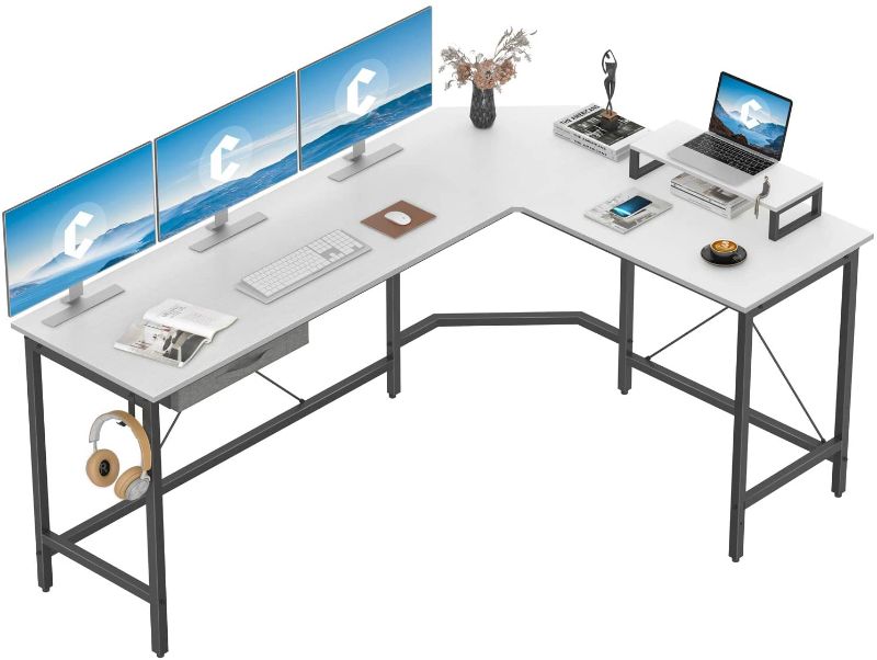 Photo 1 of CubiCubi L Shaped Desk Computer Corner Desk, Home Office Gaming Table, Sturdy Writing Workstation with Small Table, Space-Saving, Easy to Assemble
