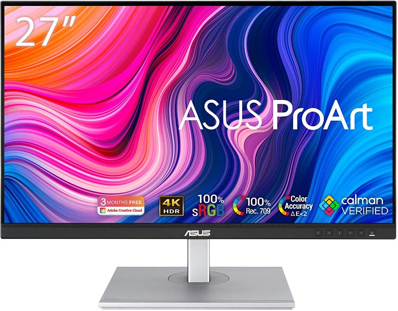 Photo 1 of ASUS ProArt Display PA279CV 27” 4K HDR UHD (3840 x 2160) Monitor, IPS, 100% sRGB/Rec. 709, ?E < 2, USB-C DisplayPort HDMI USB hub, Calman Verified, Eye Care, Tilt Pivot Swivel Height Adjustable NON FUNCTIONAL